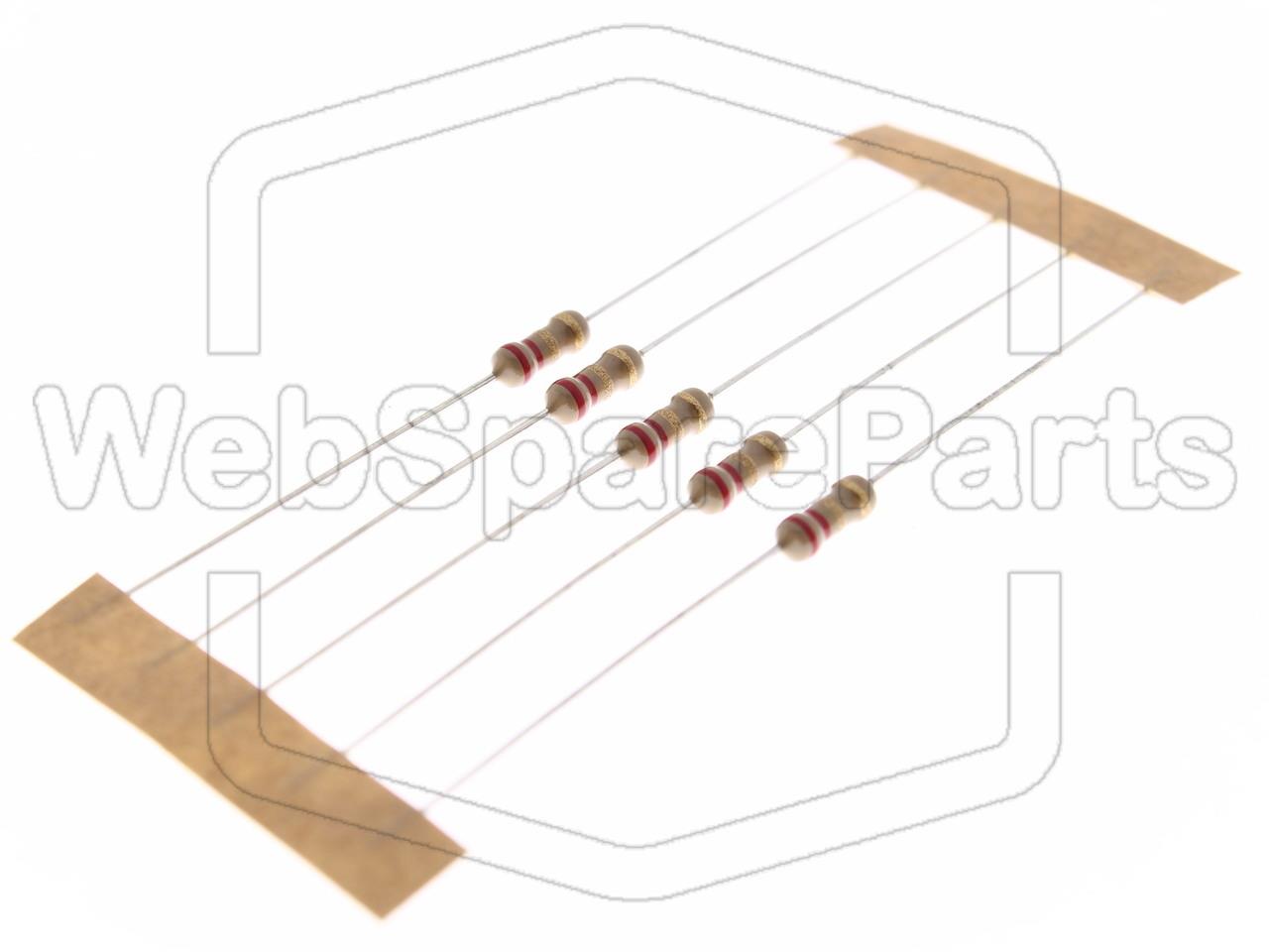 5x Resistenza a film di carbonio 2.2R 0.25W ±5% Ø2.5x6.8mm