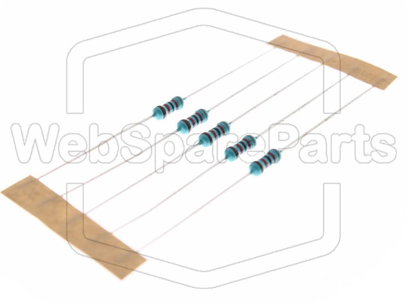 5x Metallic Film Resistance 82kR 0.6W ±1% Ø2.5x6.8mm