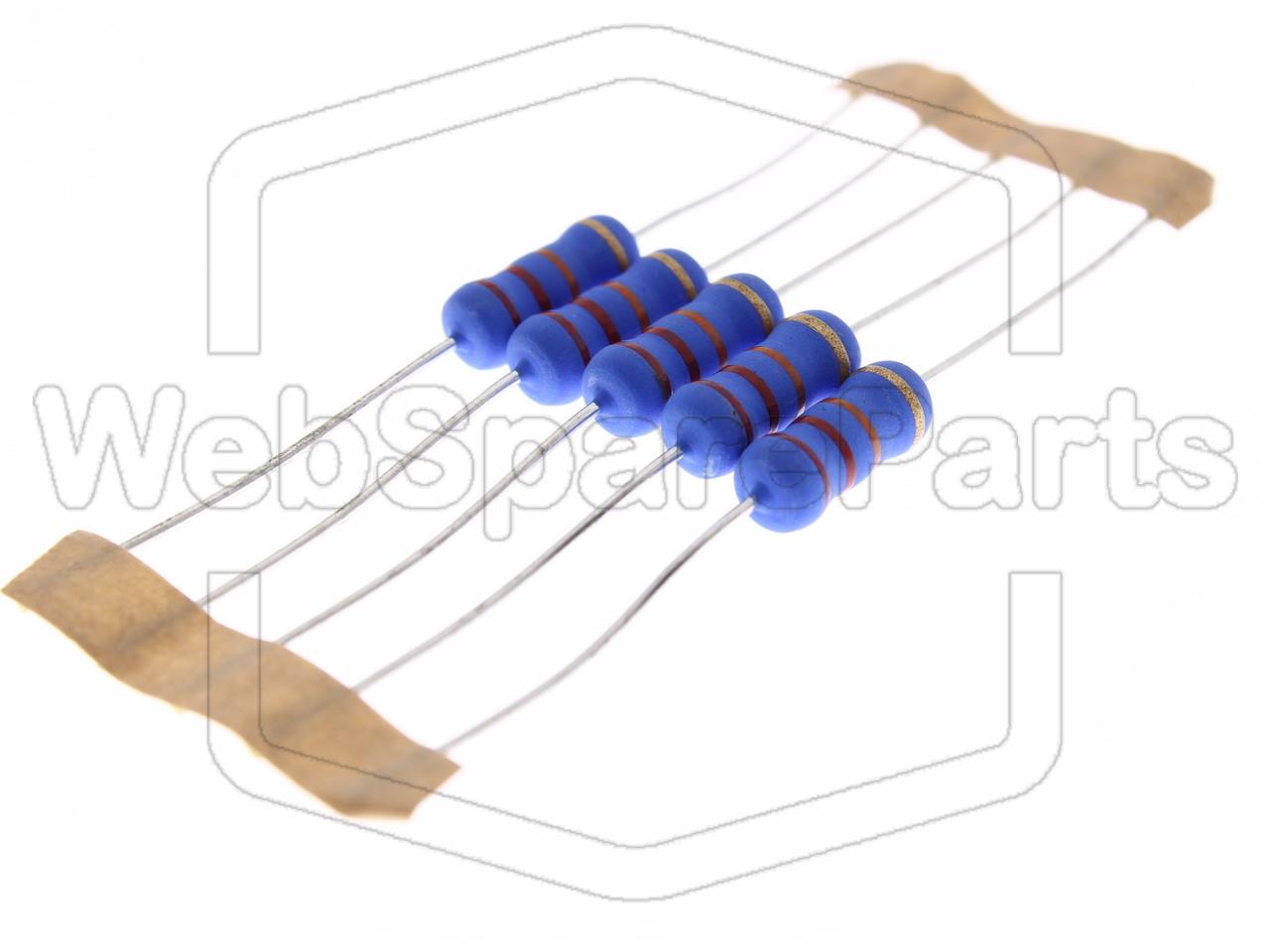 5x Resistenza a film metallico 22kR 2W ±5% Ø5x12mm