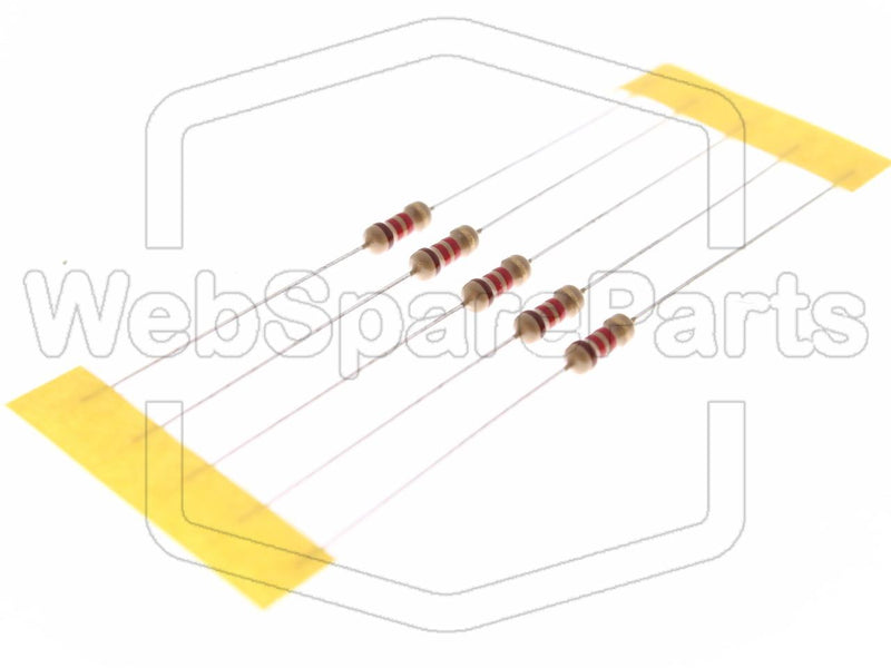 5x Carbon Film Resistance 1.2kR 0.25W ±5% Ø2.3x6mm