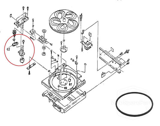 Cinghia ricambio per piatto girevole lettore CD Sony CDP-C301M