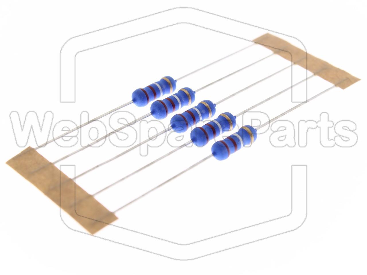 5x Resistenza a film metallico 0.22R 1W ±5% Ø4x10mm